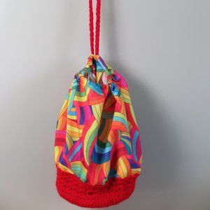 CRO-SEW Mixed Abstract Print "Happy Day" Hobo Large Size Bag Hand-Designed